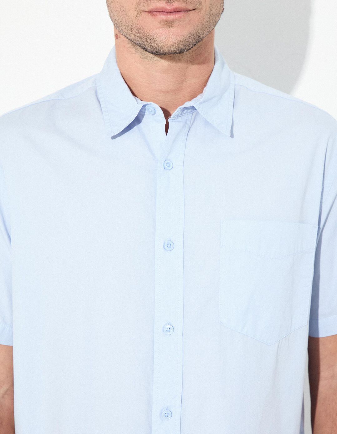 Camisa Manga Curta, Homem, Azul Claro 