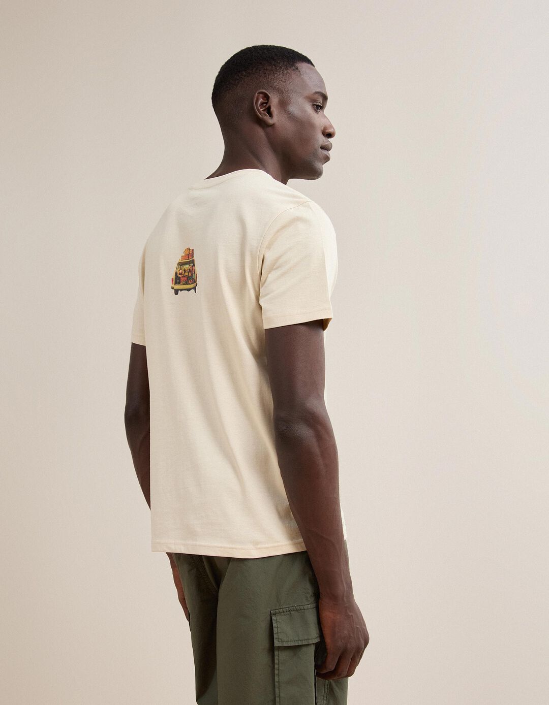 T-shirt Jersey Estampada, Homem, Bege Claro