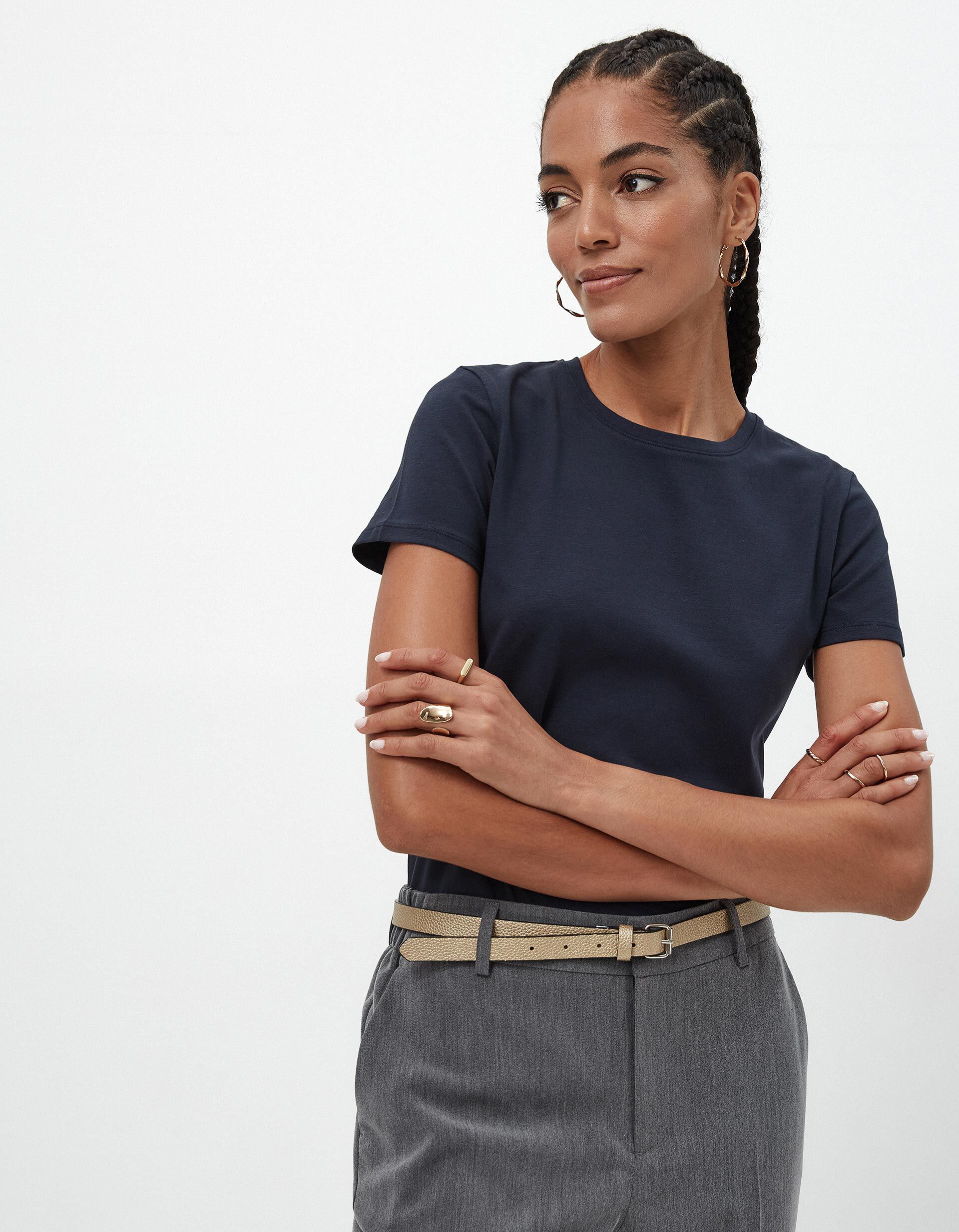 Comprar Online T-shirt B&aacute;sica, Mulher, Azul Escuro