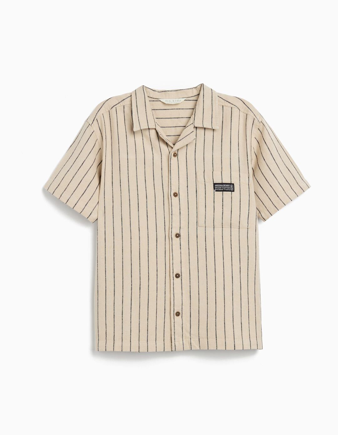 Camisa com Linho, Menino, Bege Claro