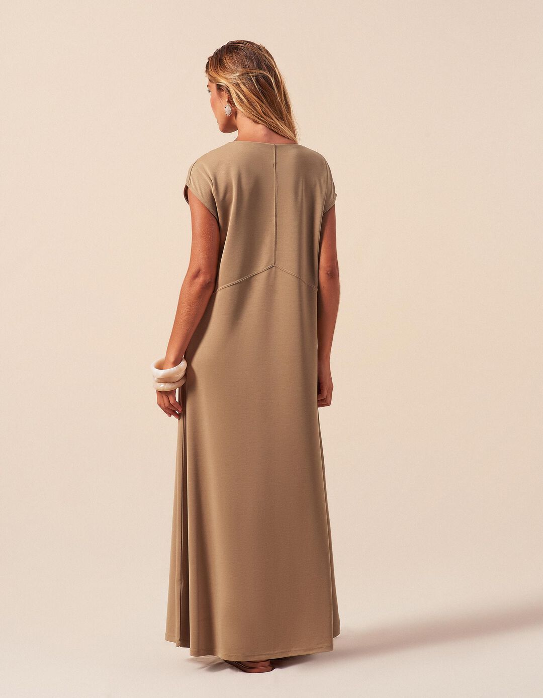 Vestido, Mulher, Bege