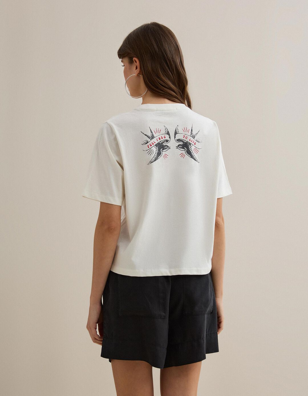 T-shirt com Estampado, Mulher, Branco