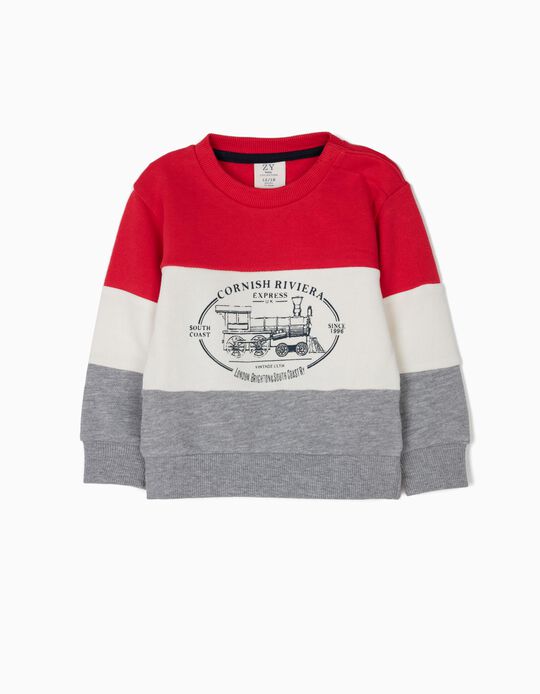 Sweatshirt para Beb&eacute; Menino 'Vintage Train', Tricolor