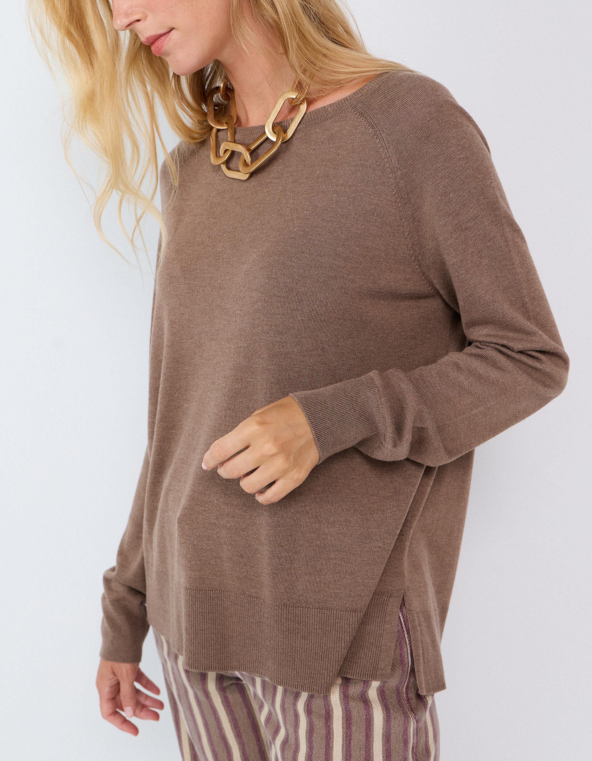 Comprar Online Sweater De Manga Comprida, Mulher, Castanho Claro