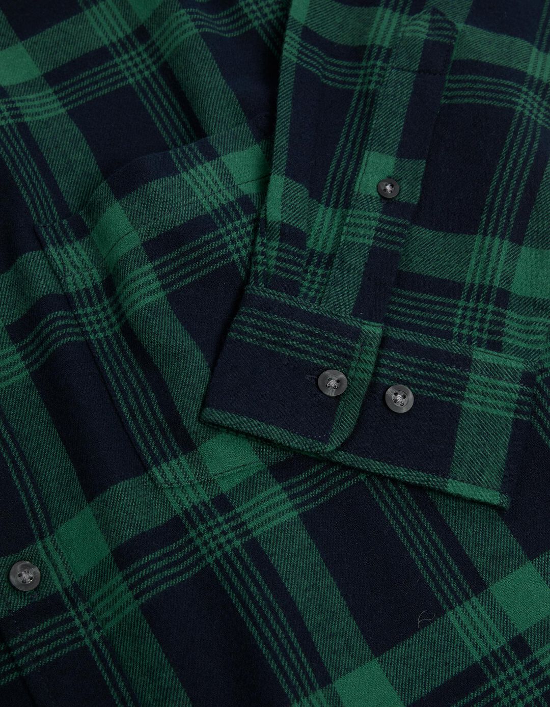 Camisa de Manga Comprida Xadrez Flanela, Homem, Verde Escuro