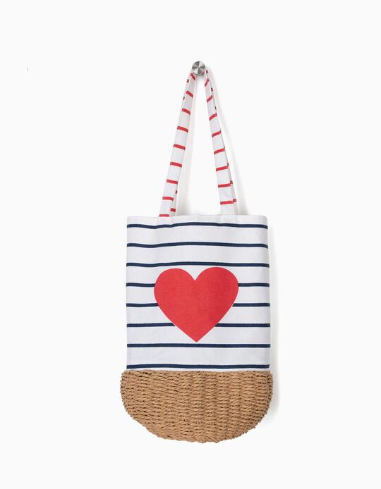 Bolsa Combinada para Menina 'Heart', Branca