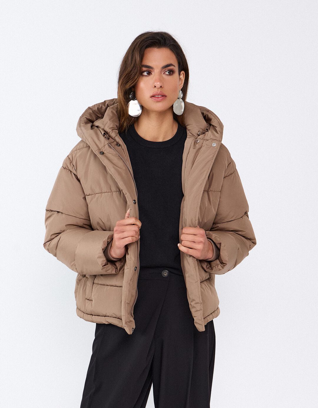 Anoraque Acolchoado, Mulher, Bege Escuro