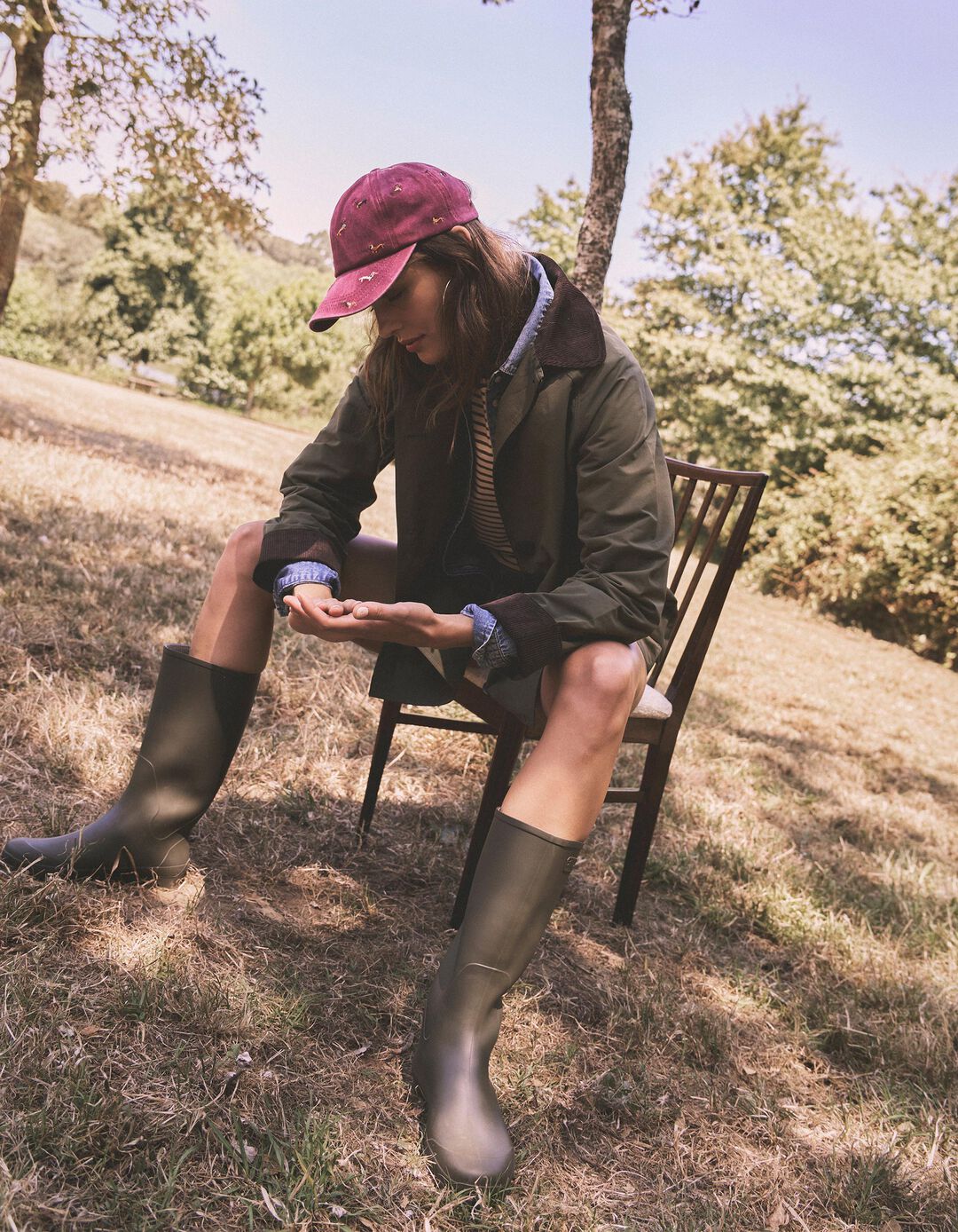 Parka Com Gola De Bombazina, Mulher, Verde