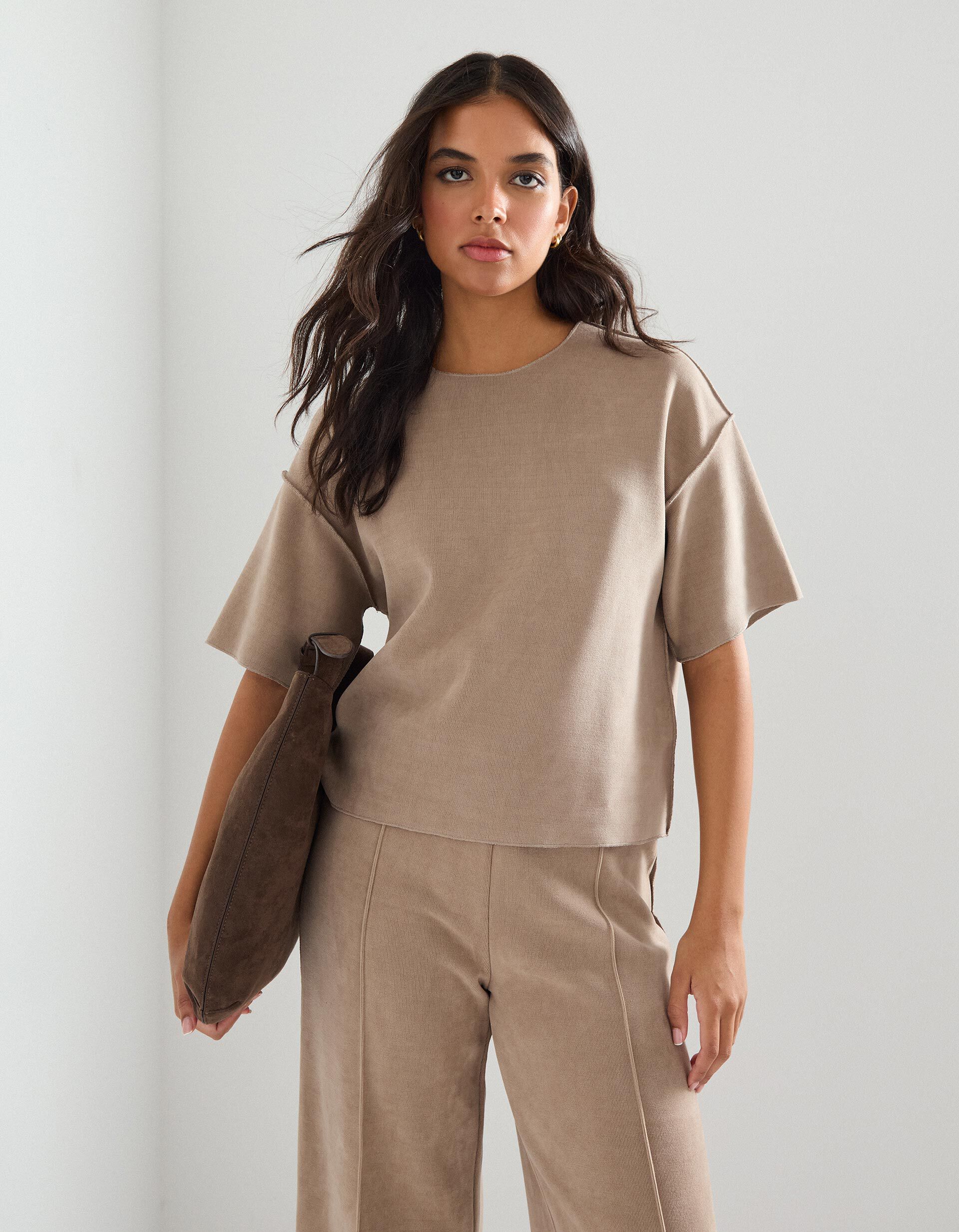 Comprar Online T-shirt, Mulher, Bege Escuro