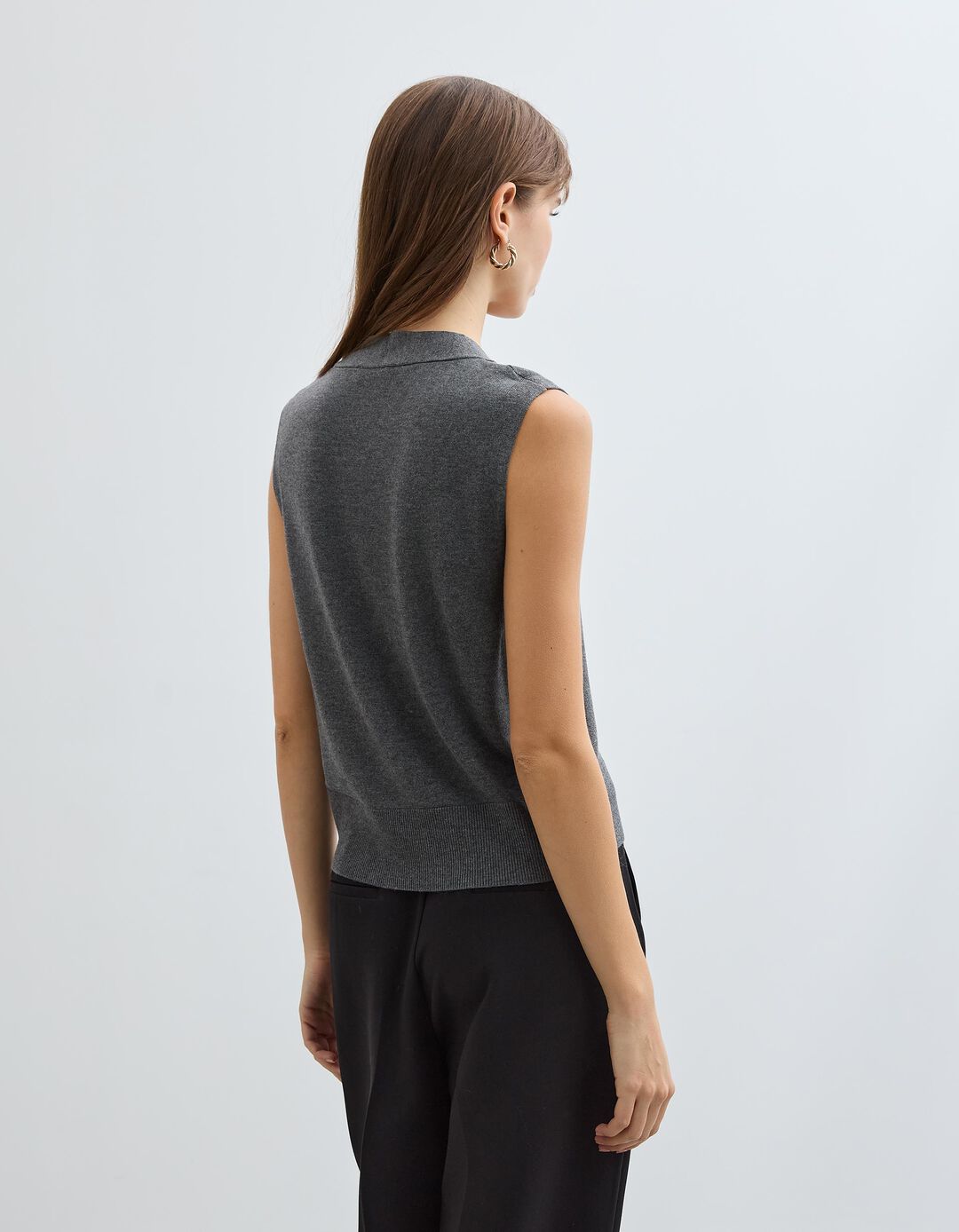 Colete com Caxemira, Mulher, Cinzento Escuro