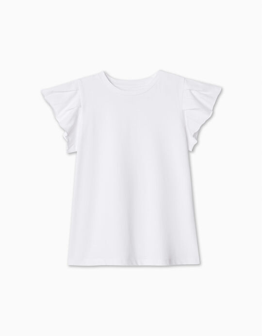 Comprar Online Ruffled T-shirt, Girl, White