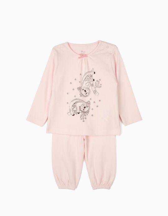 Pijama para Beb&eacute; Menina 'Flower Sloth', Rosa
