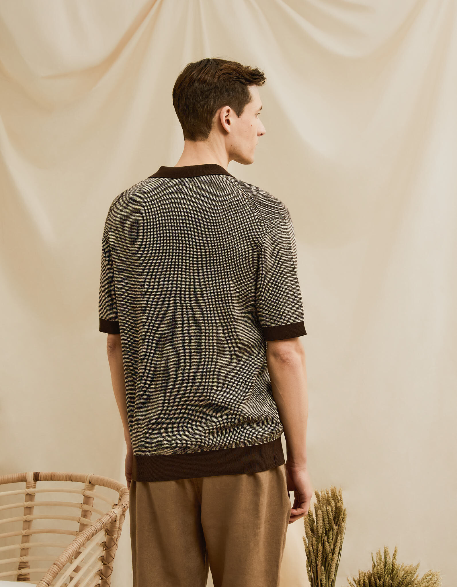 Comprar Online Polo Waffle, Homem, Castanho
