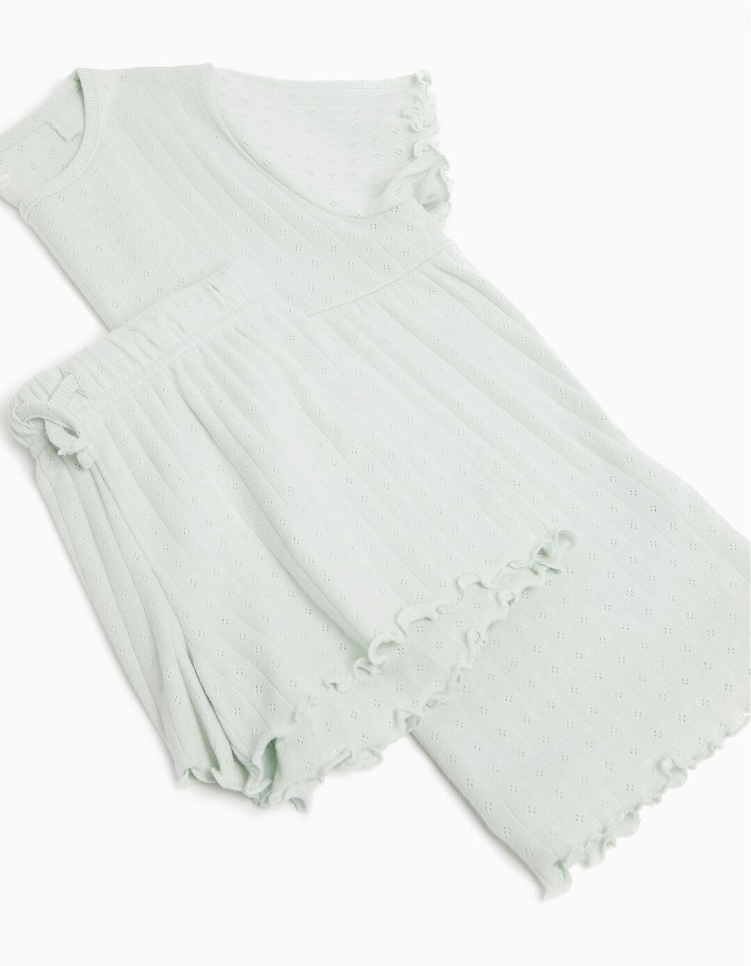 Ribbed Pajamas, Girl, Green