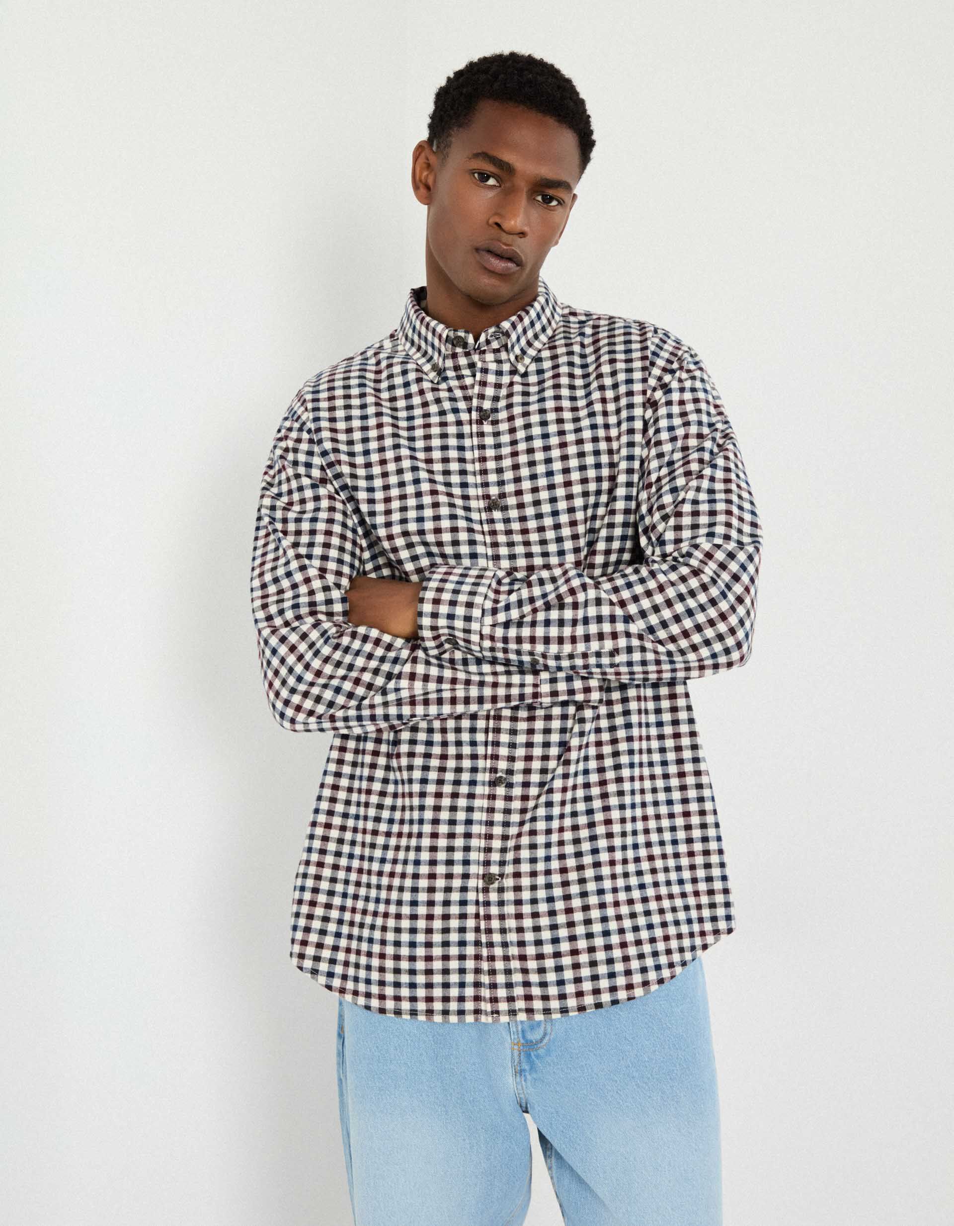 Comprar Online Camisa de Xadrez, Homem, Azul Escuro