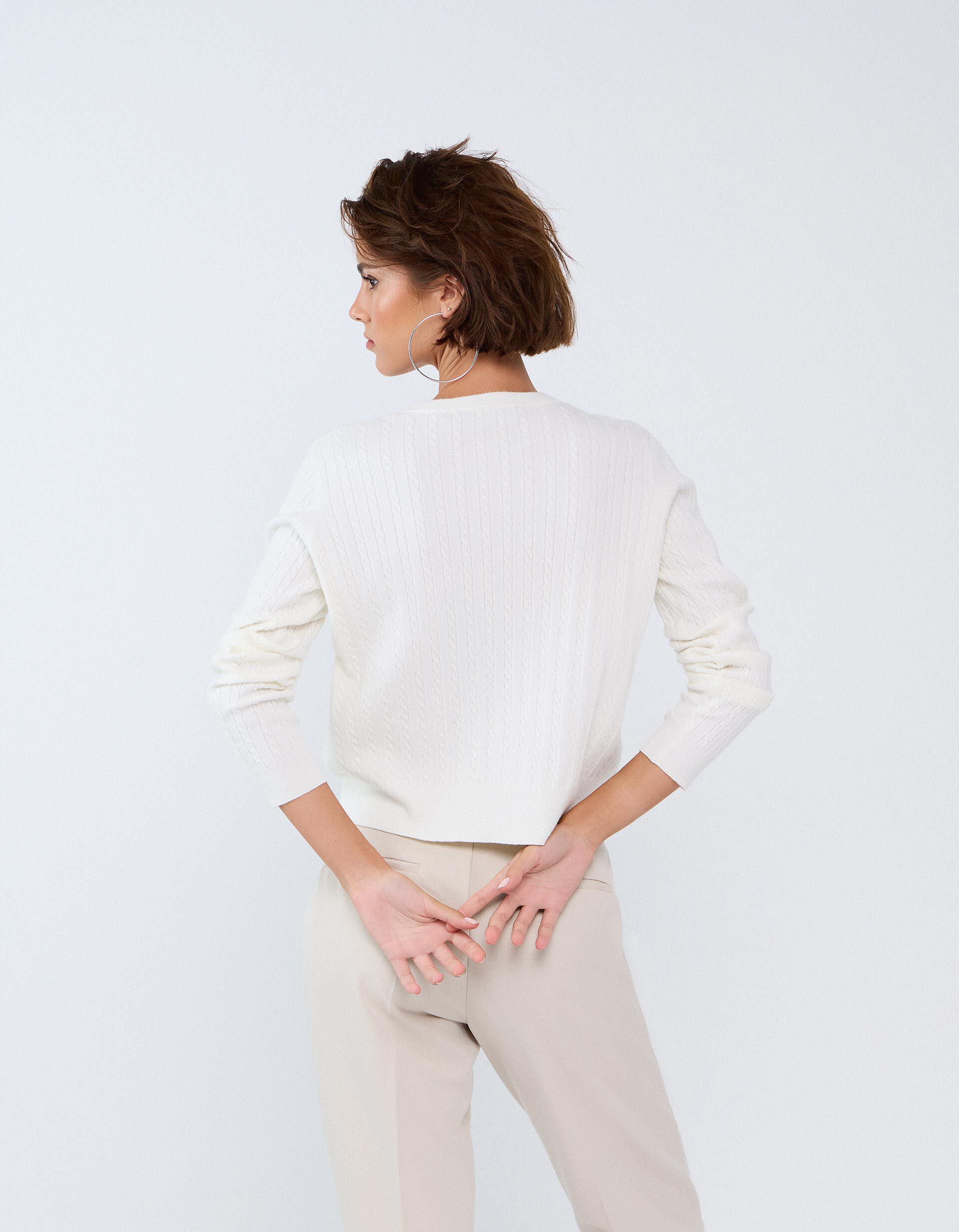 Comprar Online Sweater Tricotada Com Viscose, Mulher, Bege Claro