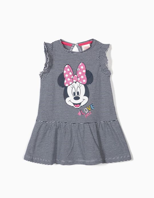 Vestido para Beb&eacute; Menina 'Minnie' Riscas, Azul