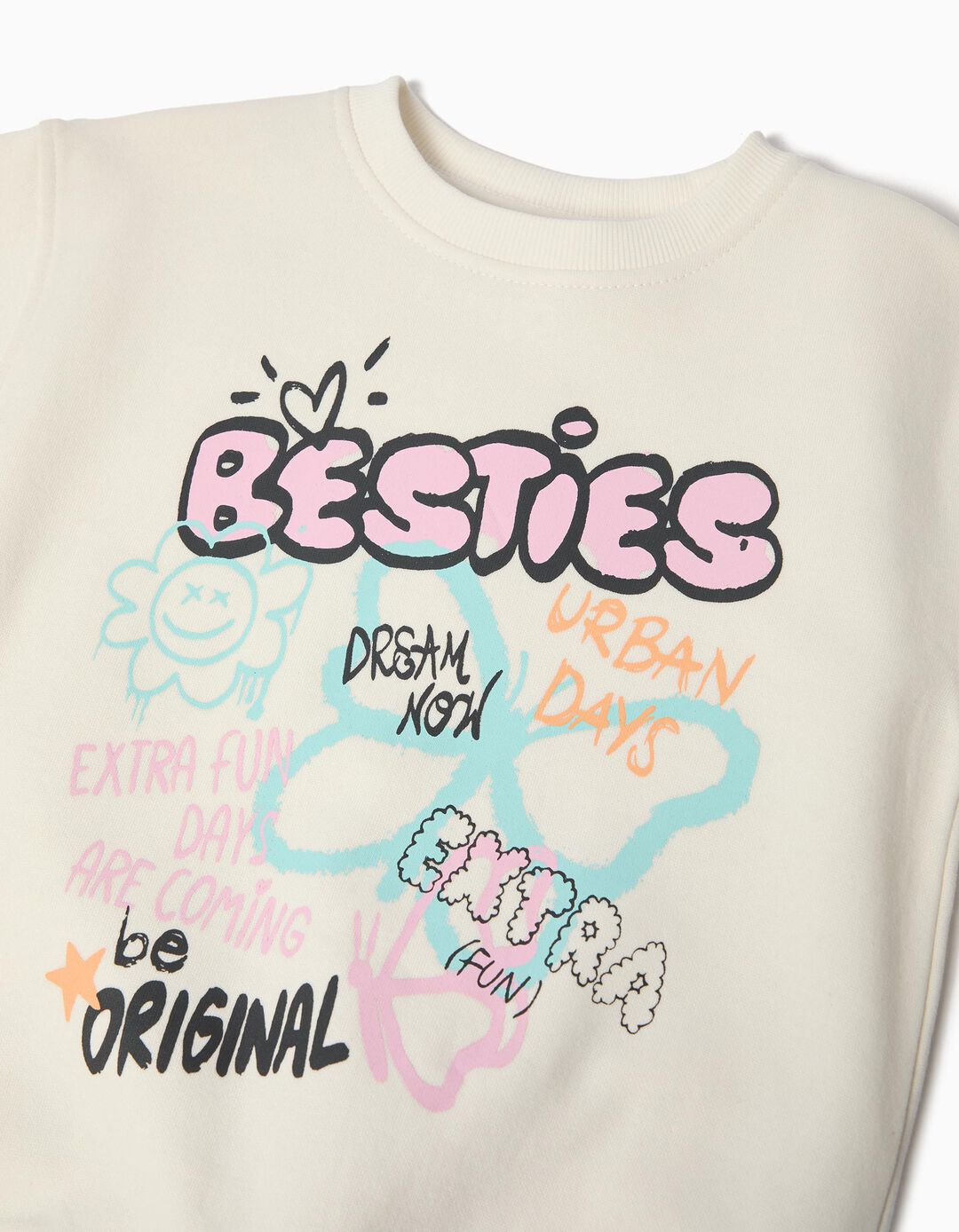 Sweatshirt de Felpa, Menina, Branco