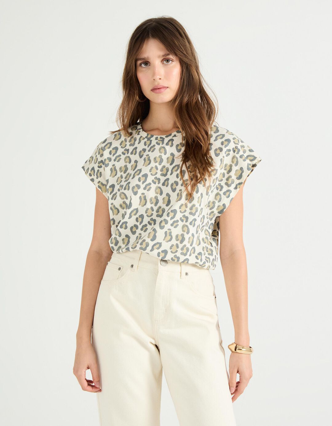 T-shirt Print, Mulher, Bege Claro