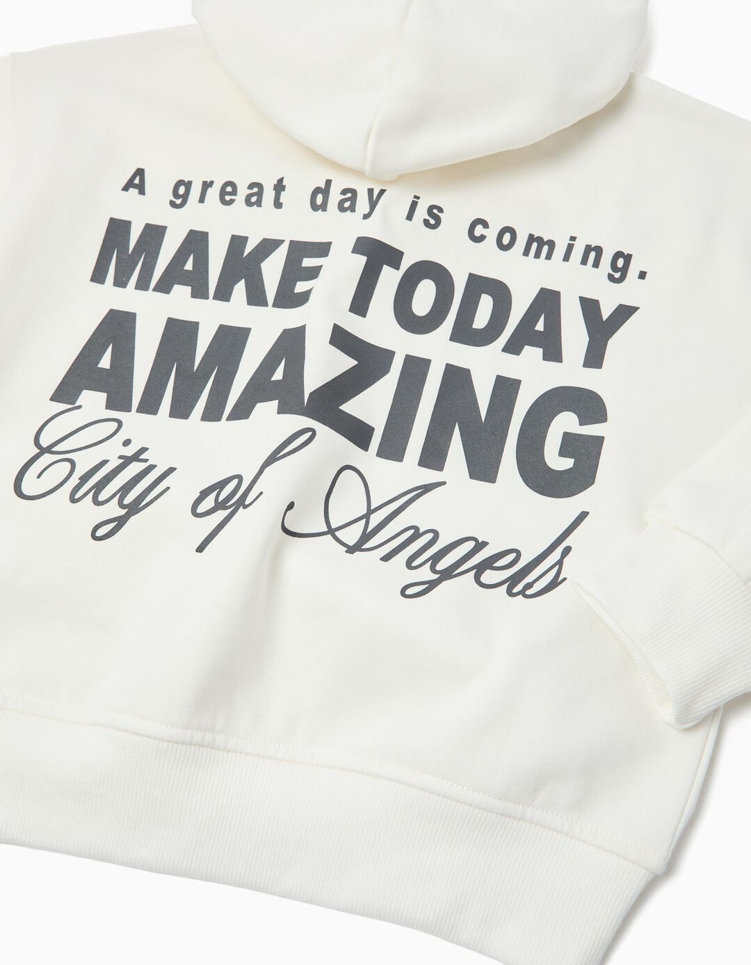 Sweatshirt de Felpa Capuz, Menina, Branco