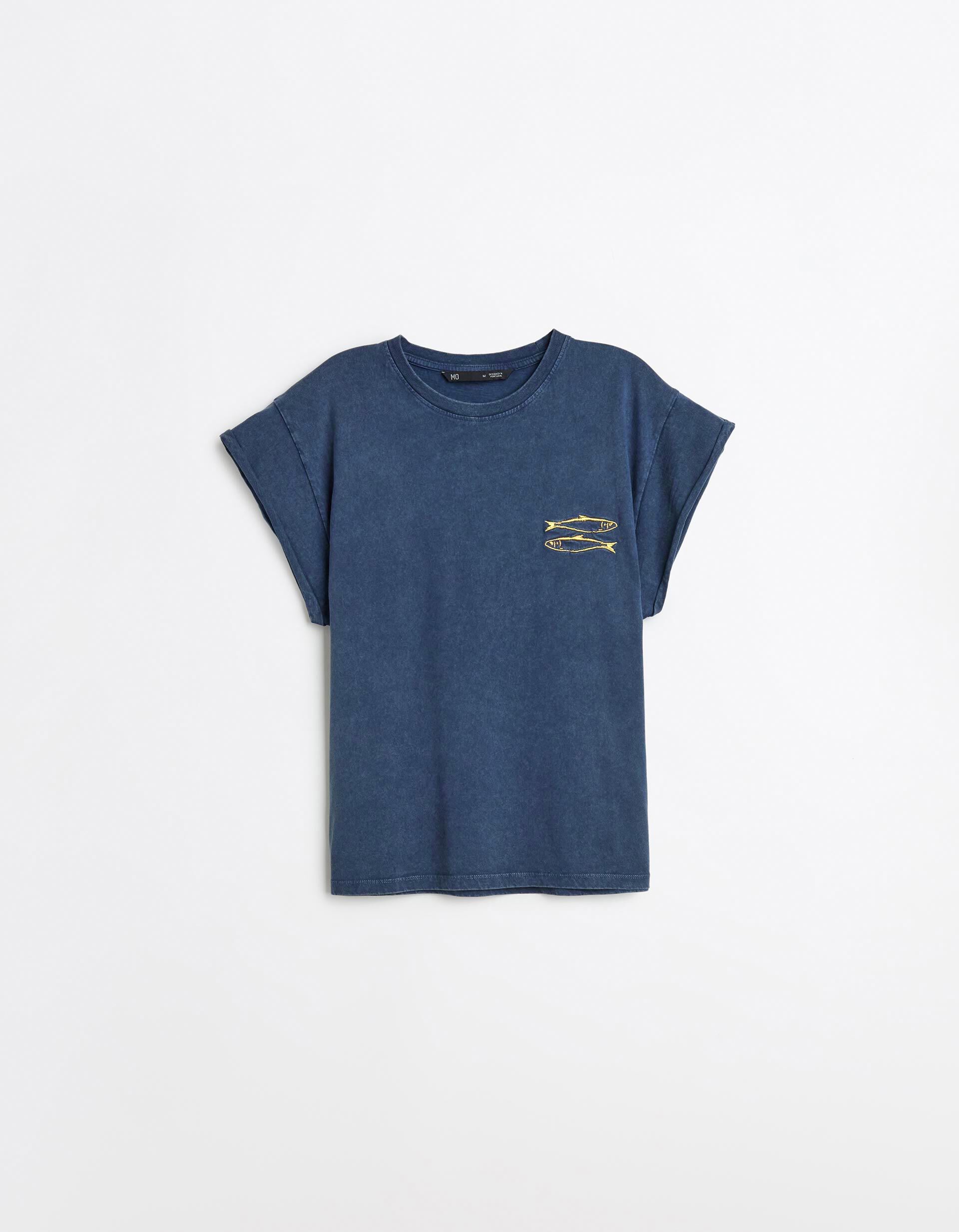 Comprar Online T-shirt Bordado, Mulher, Azul Escuro