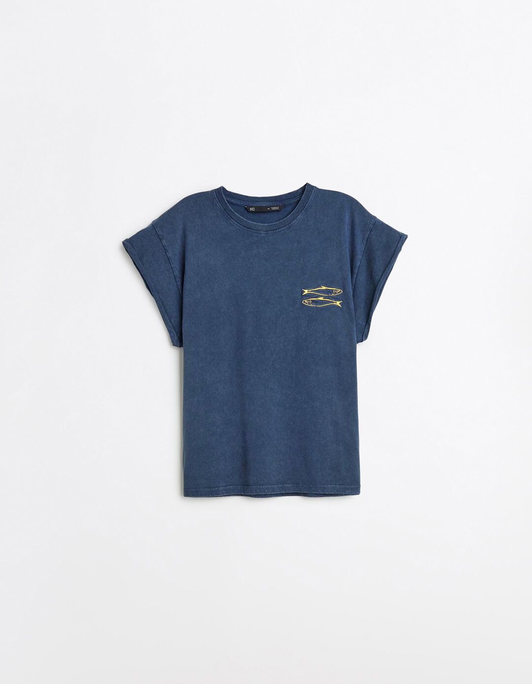 T-shirt Bordado, Mulher, Azul Escuro