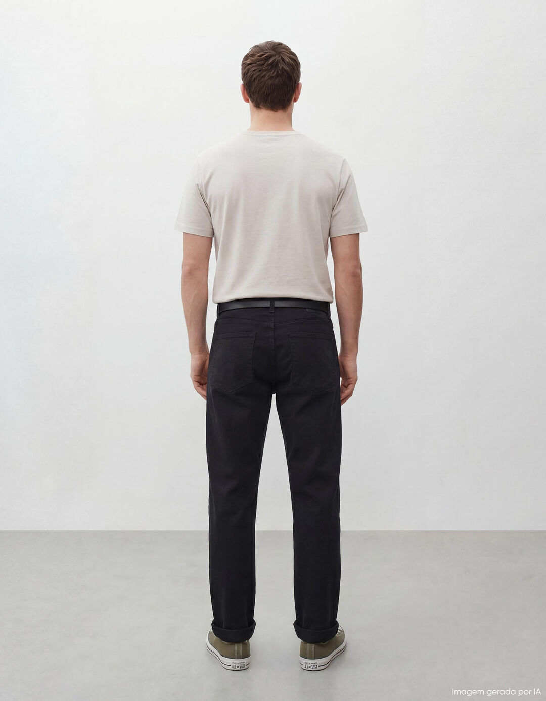 Cal&ccedil;as de Sarja Regular Fit, Homem, Preto