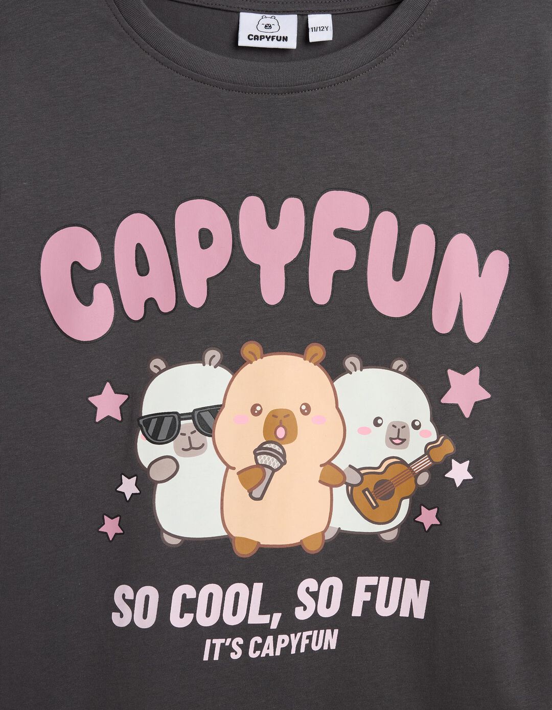 T-shirt 'Capibara Capyfun', Menina, Cinzento Escuro