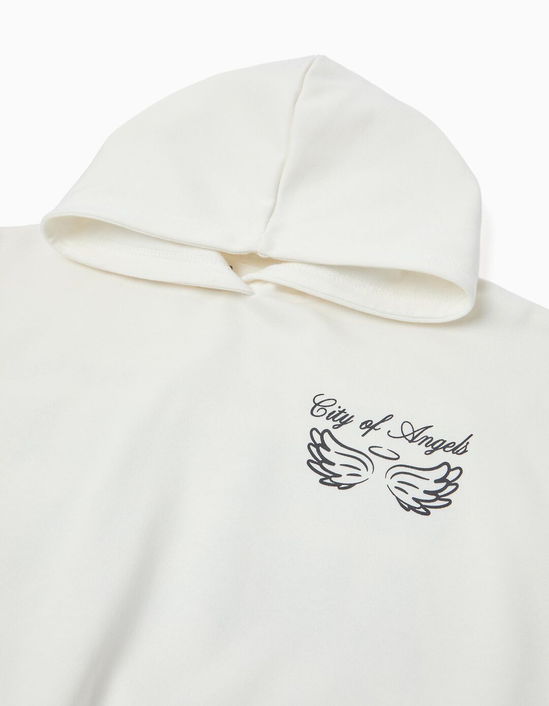 Sweatshirt de Felpa Capuz, Menina, Branco