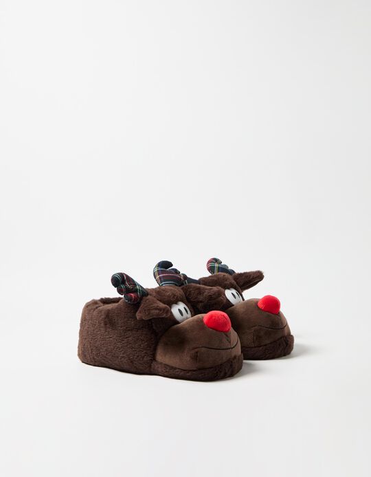 Comprar Online Chinelos de Quarto de Natal, Homem, Castanho