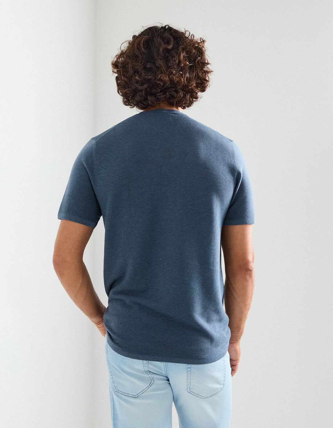 T-shirt de Malha, Homem, Azul 