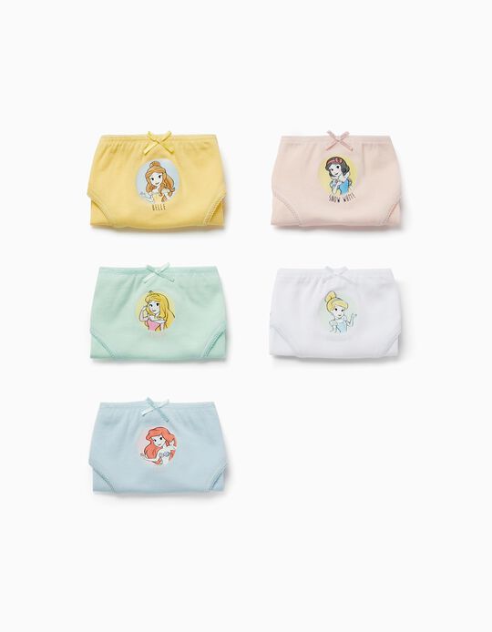 Pack of 5 Cotton Briefs for Girls 'Disney Princesses', Multicoloured