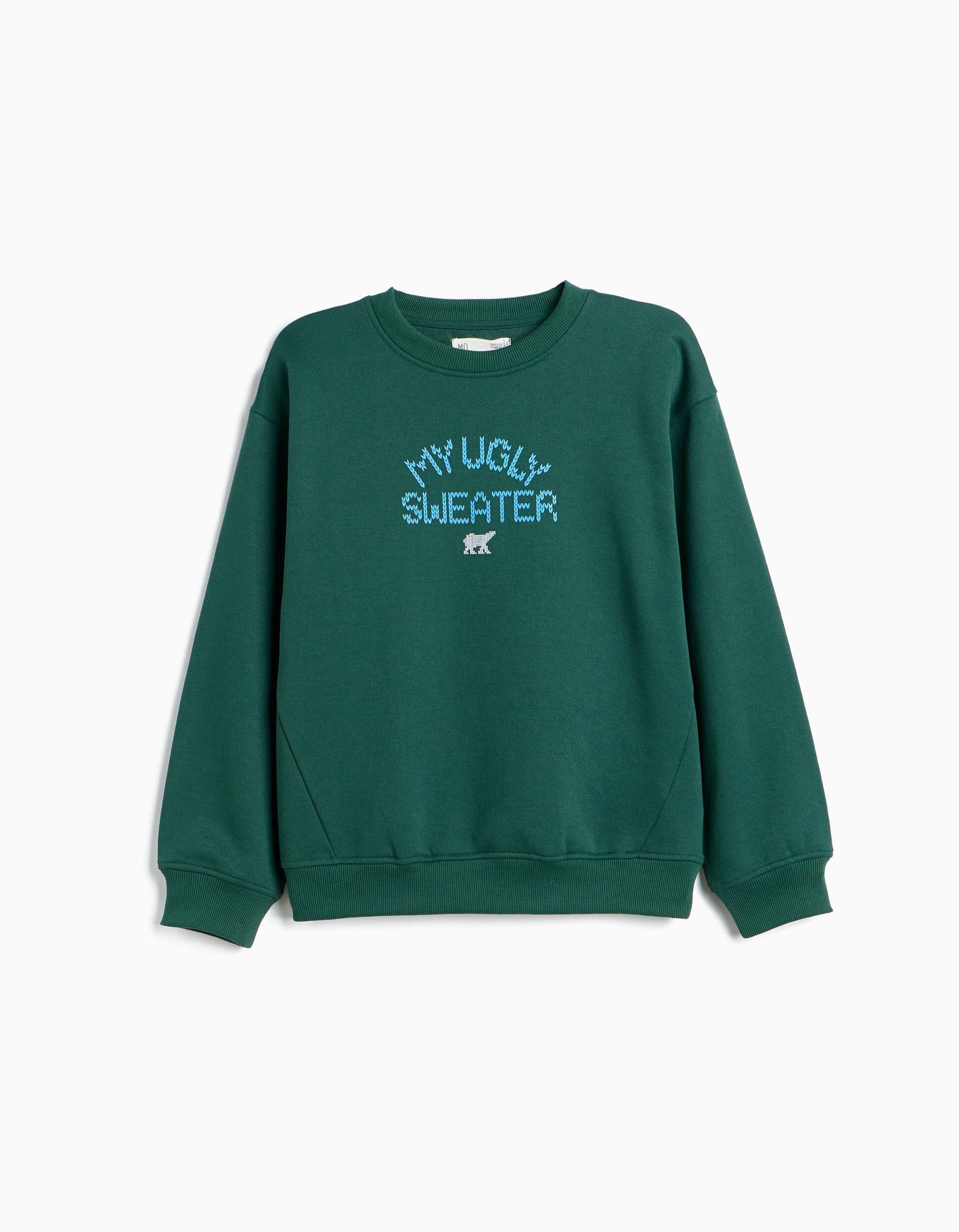 Comprar Online Sweatshirt Cardada, Menino, Verde Escuro