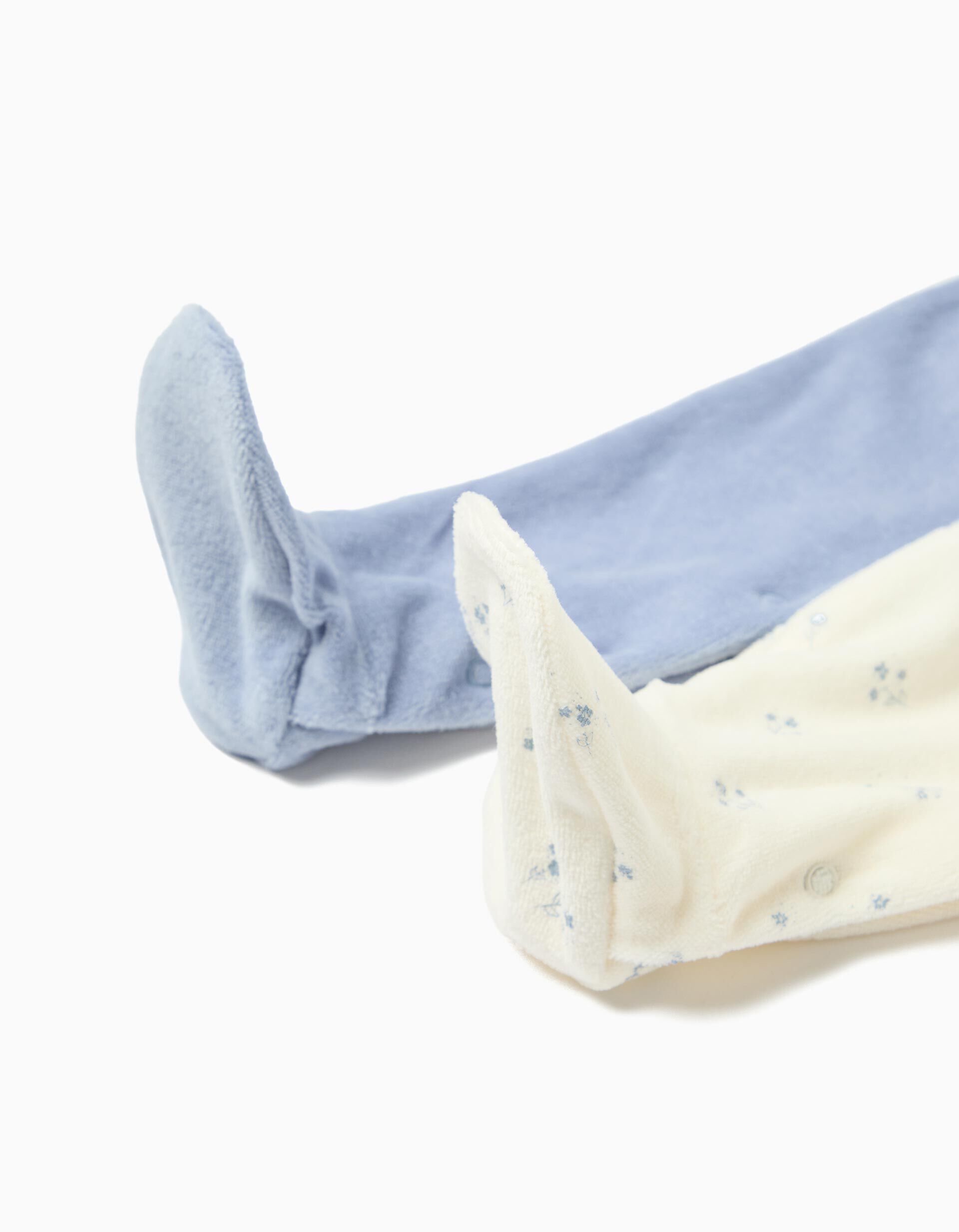 Comprar Online Pack 2 Babygrows Veludo, Rec&eacute;m-Nascido, Azul