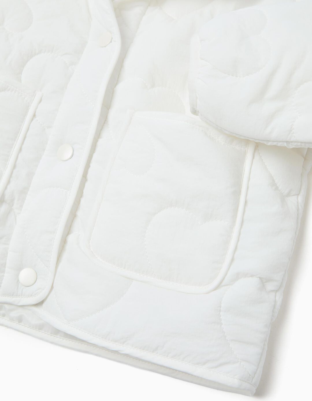 Casaco Acolchoado com Capuz, Menina, Branco
