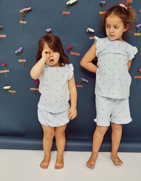 Pijama para Bebé Menina 'Stripes & Hearts', Azul/Branco