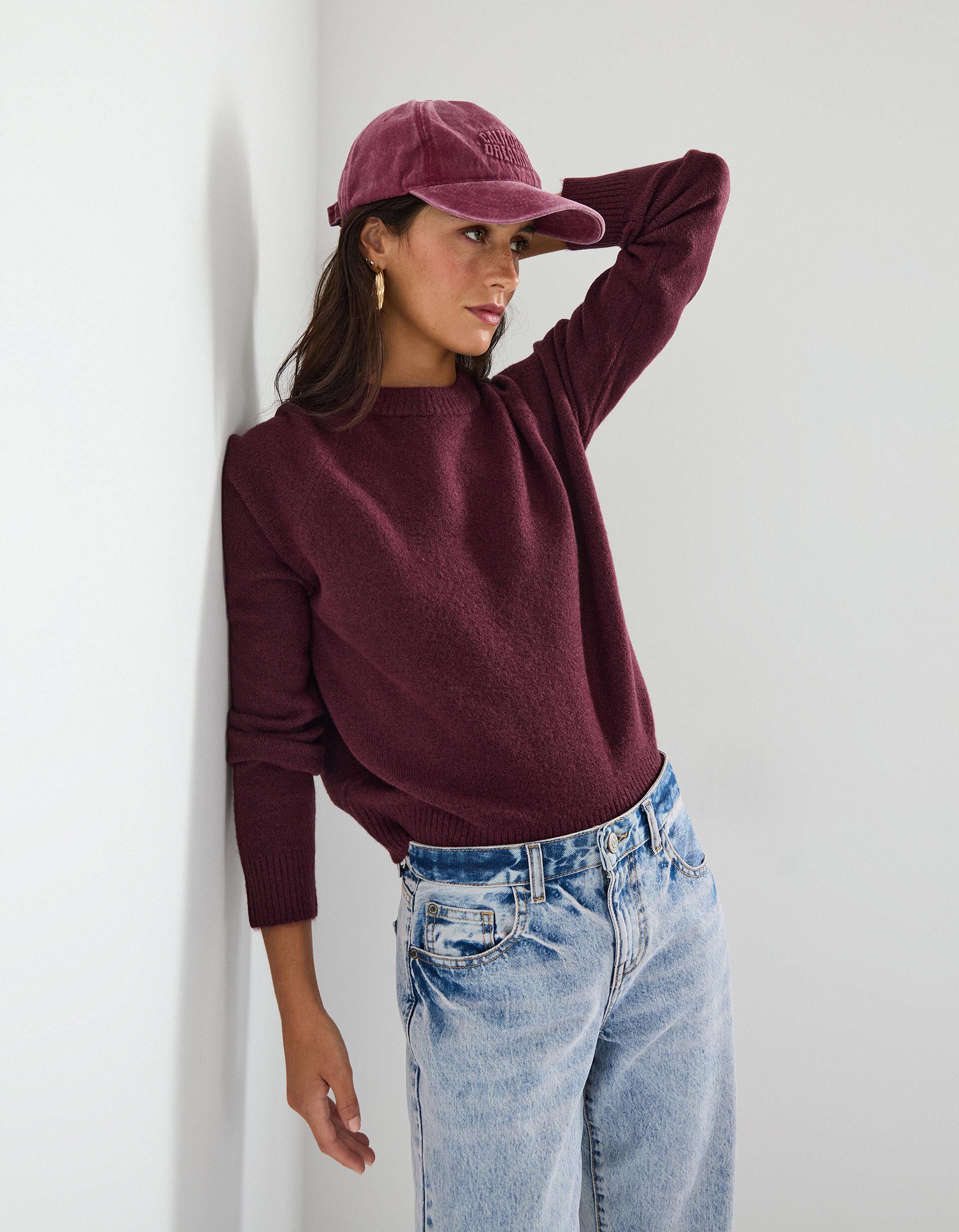 Comprar Online Camisola de Malha, Mulher, Vermelho Escuro