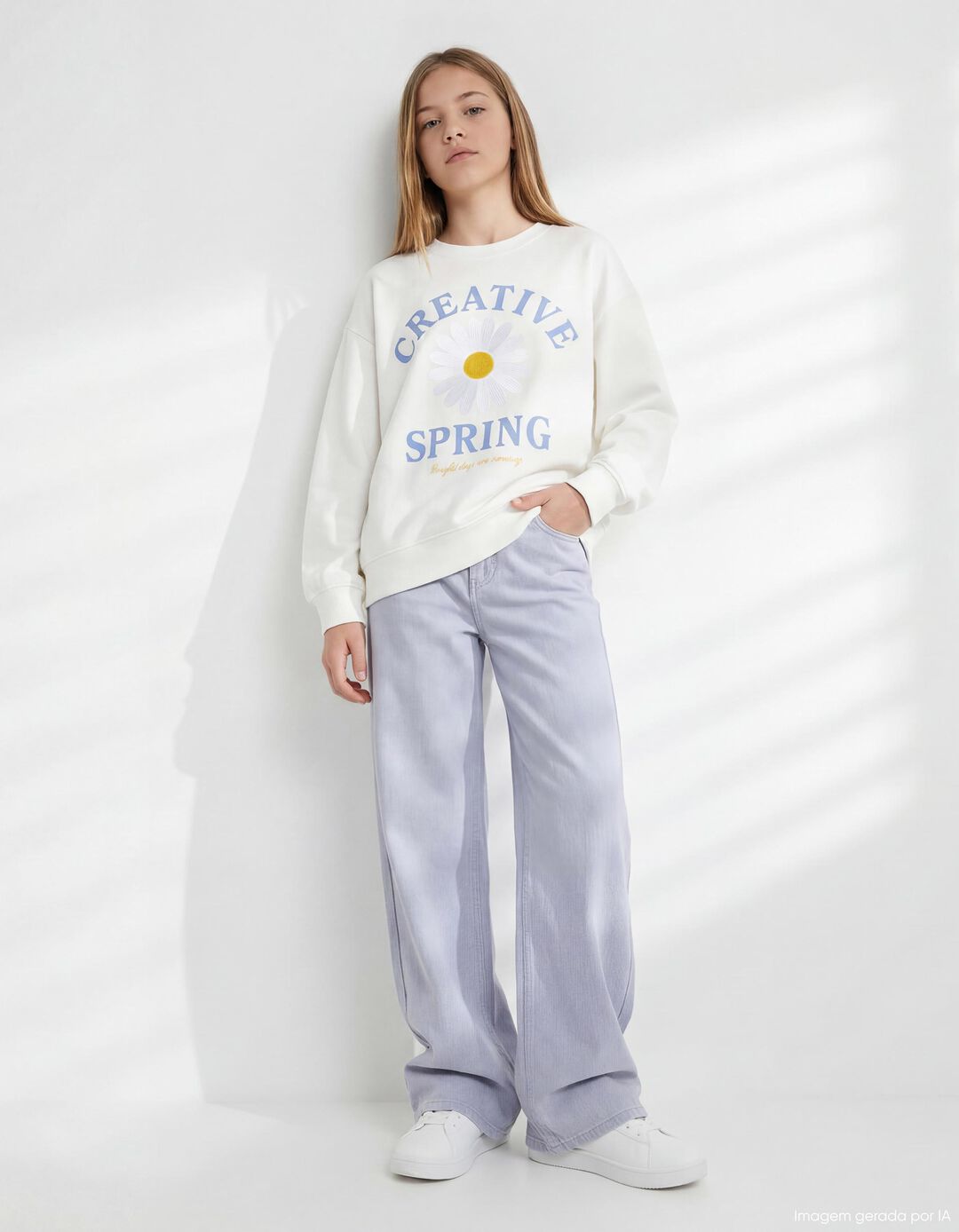 Cal&ccedil;as de Ganga Wide Leg, Menina, Roxo Claro