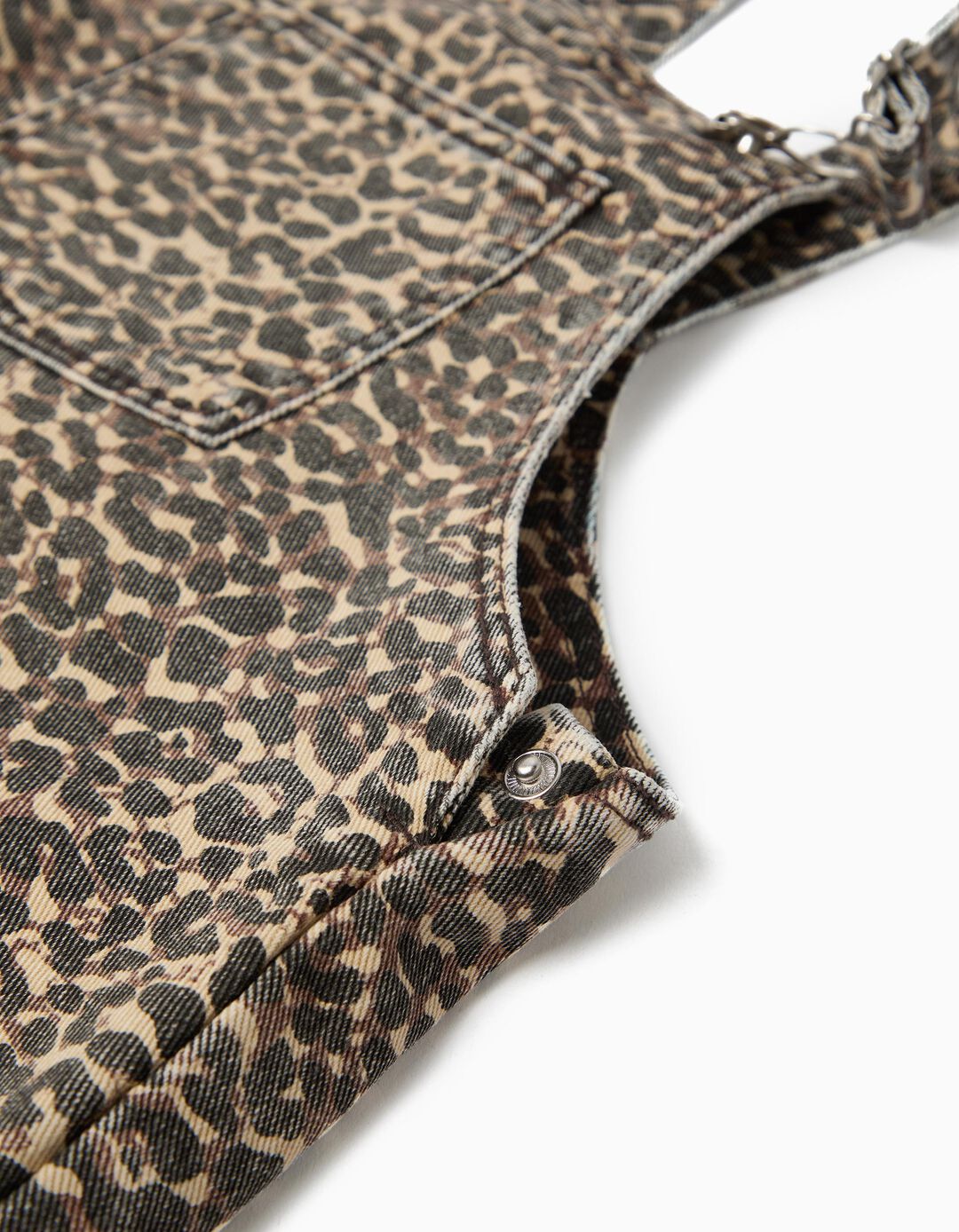 Saia Jardineira Animal Print, Menina, Castanho