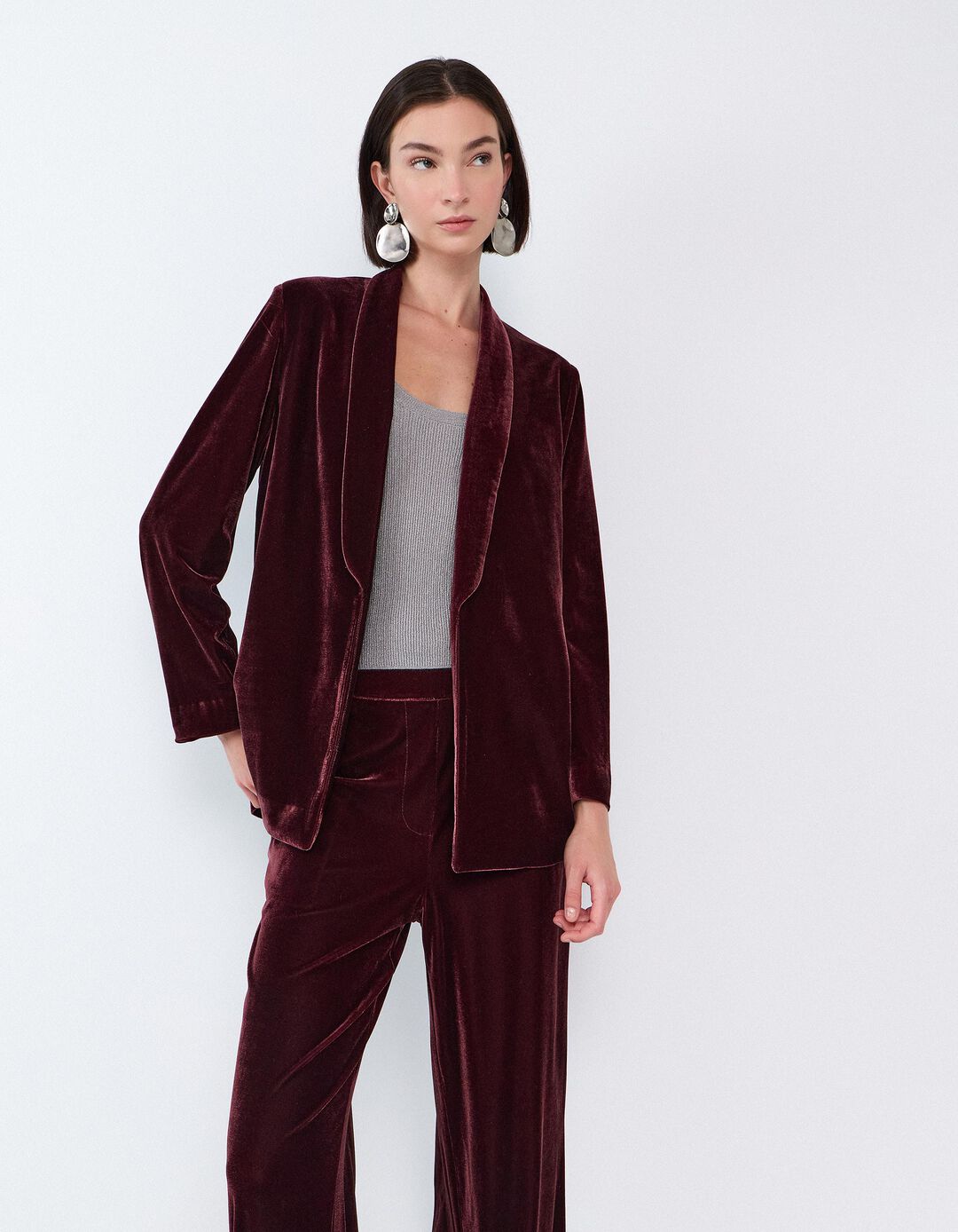 Blazer Em Veludo, Mulher, Roxo Escuro