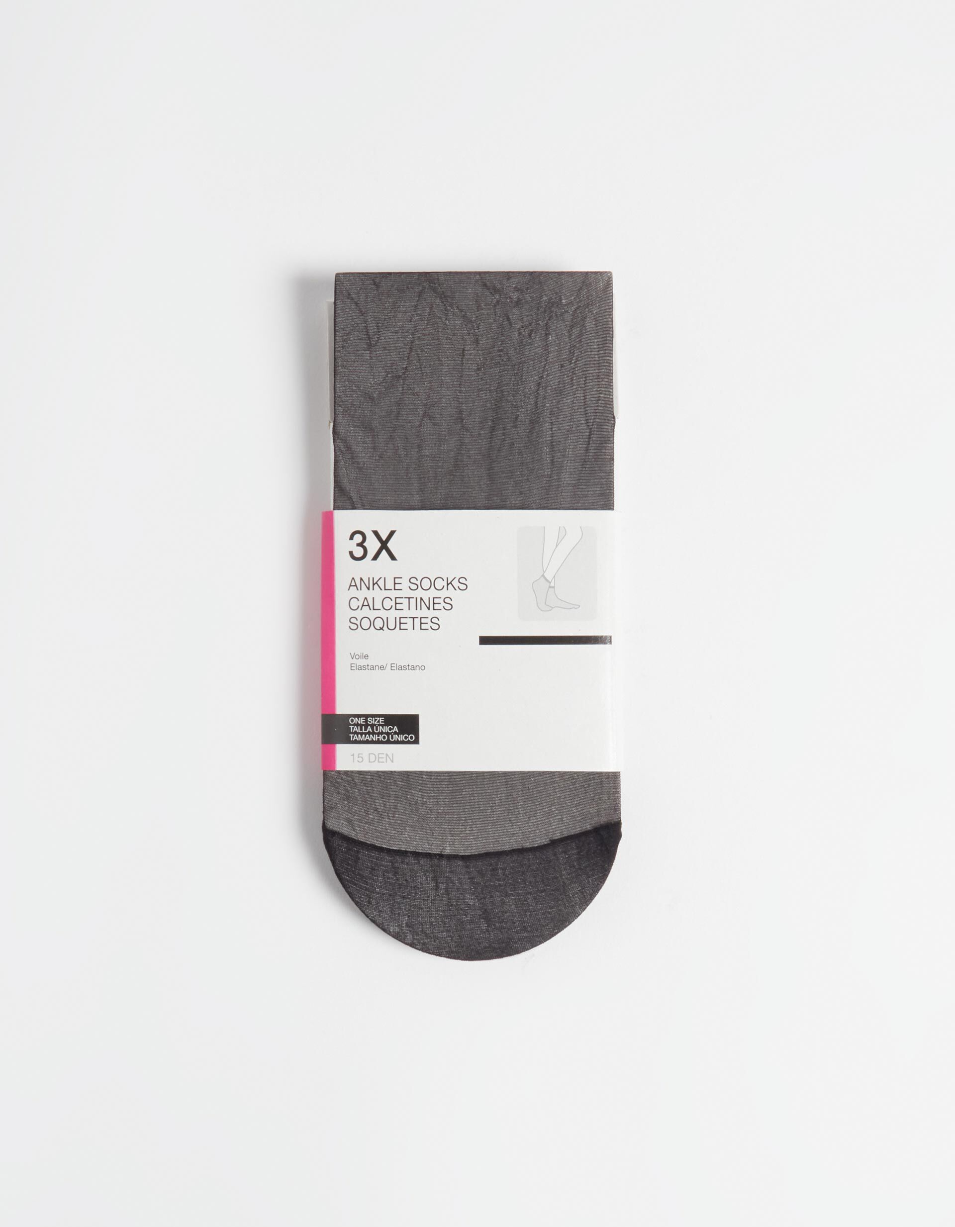 Comprar Online Pack 3 Pares de Meias Tornozelo 15DEN, Mulher, Preto
