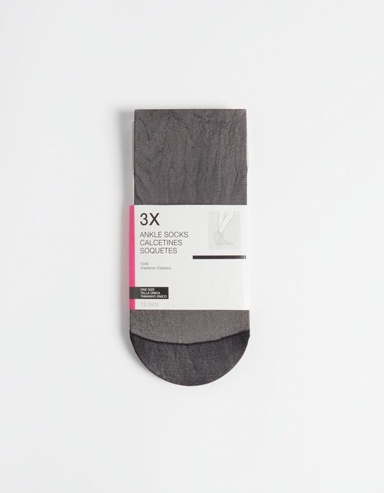 Comprar Online Pack 3 Pares de Meias Tornozelo 15DEN, Mulher, Preto