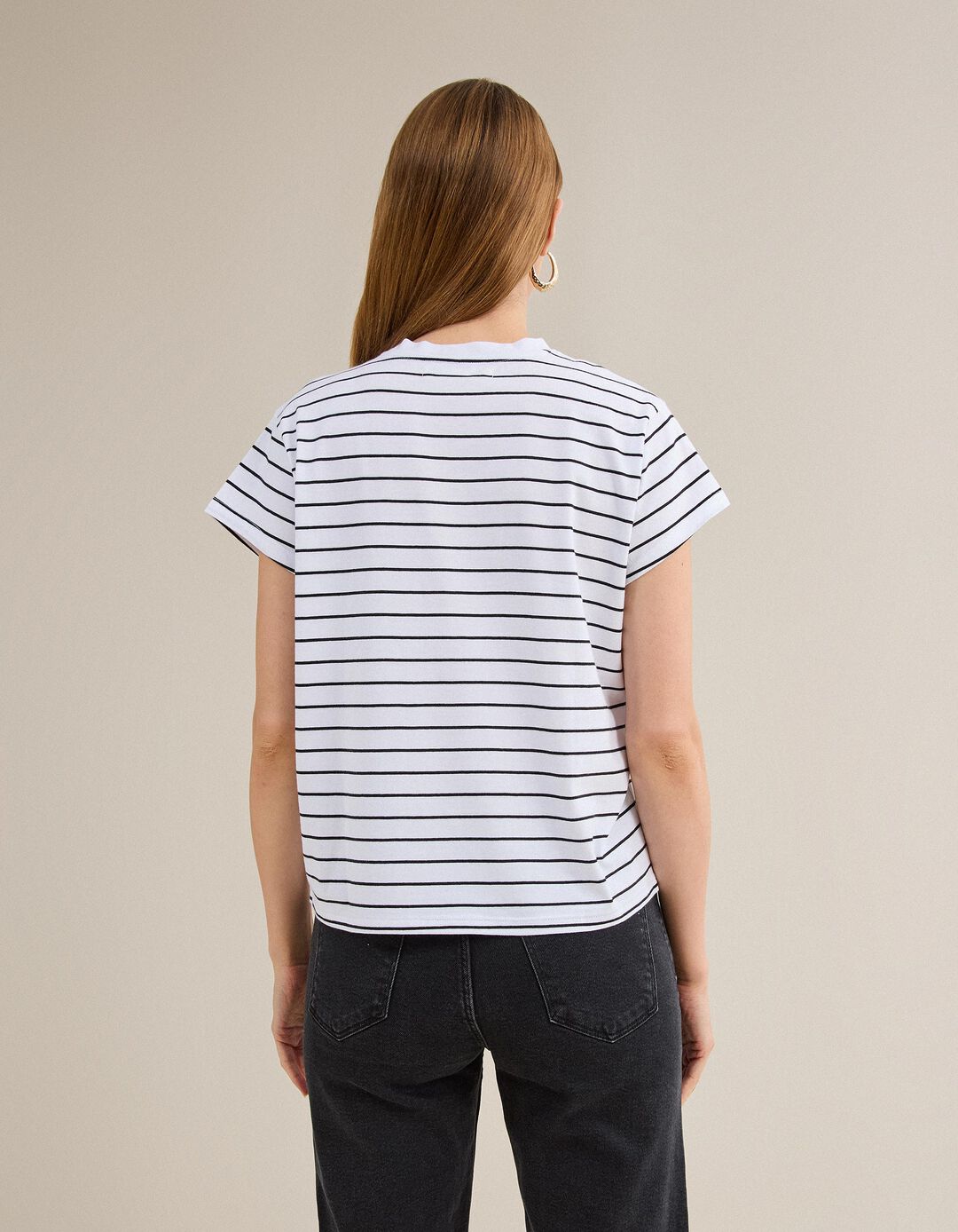 T-shirt &agrave;s Riscas, Mulher, Branco