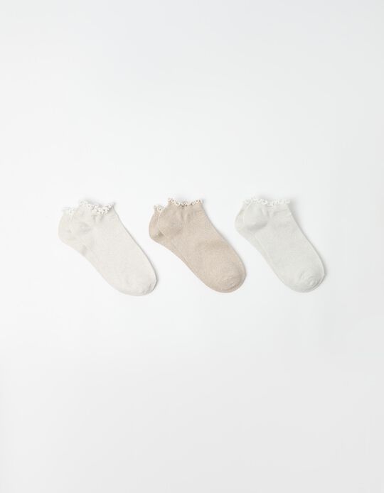 Comprar Online Pack 3 Pares de Meias Tornozelo, Mulher, Bege