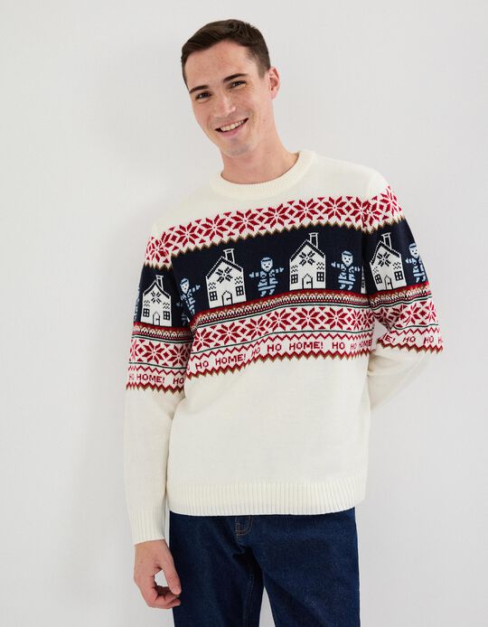 Comprar Online Camisola Natal de Malha, Homem, Bege Claro