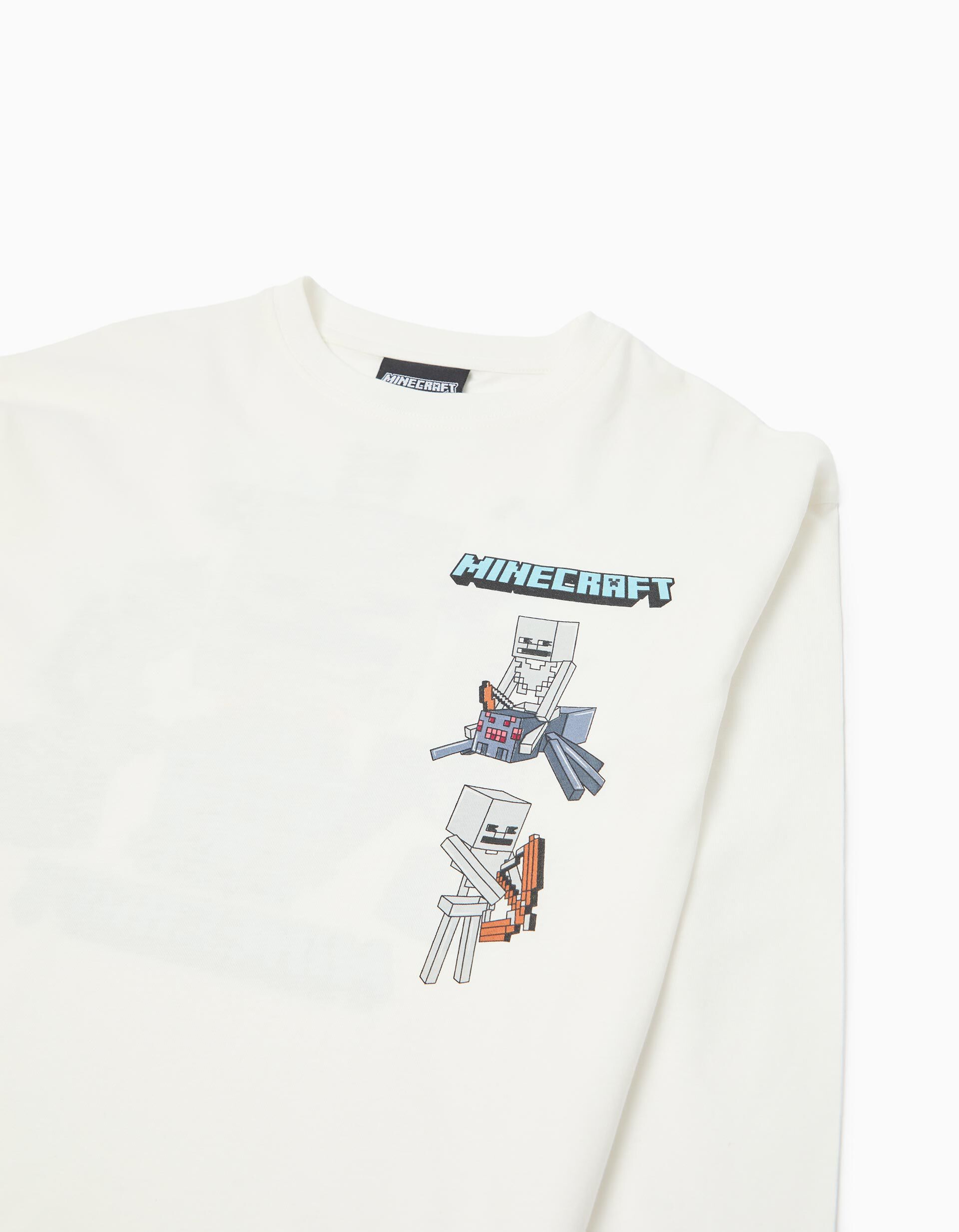 Comprar Online T-shirt Manga Comprida 'Minecraft', Menino, Branco