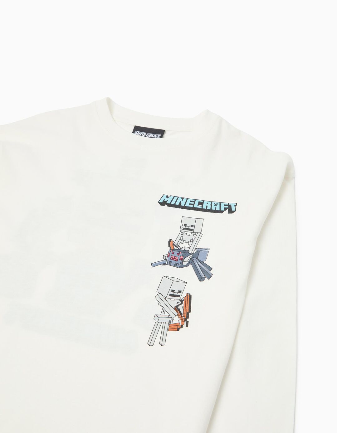 T-shirt Manga Comprida 'Minecraft', Menino, Branco