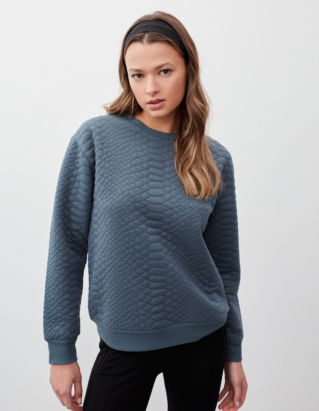 Jacquard Sweatshirt, Woman, Blue