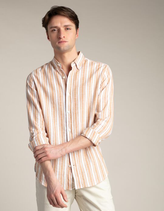 Camisa slim fit &agrave;s riscas