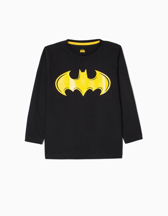 T-Shirt Manga Comprida para Menino 'Batman', Preto